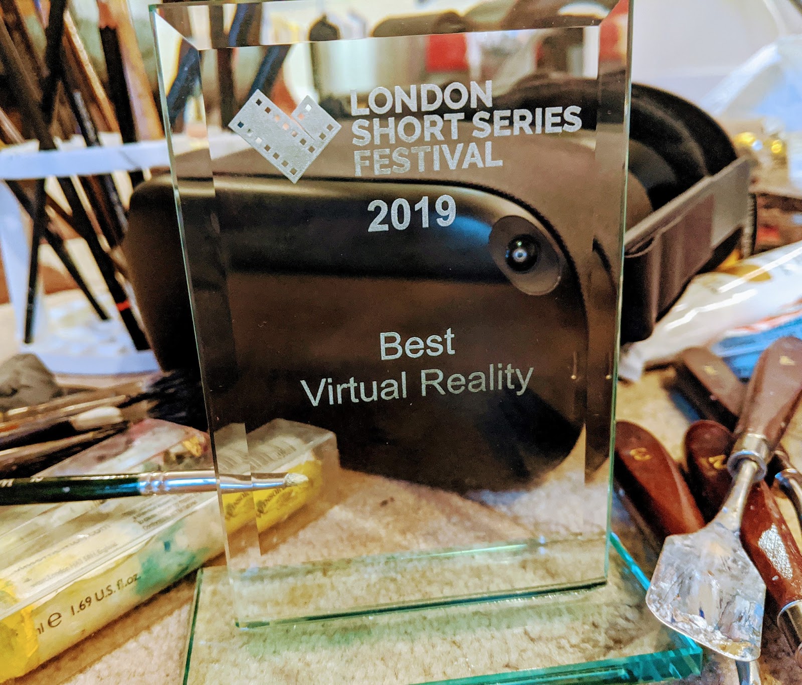 Davey Jose receiving the Best VR Film award
